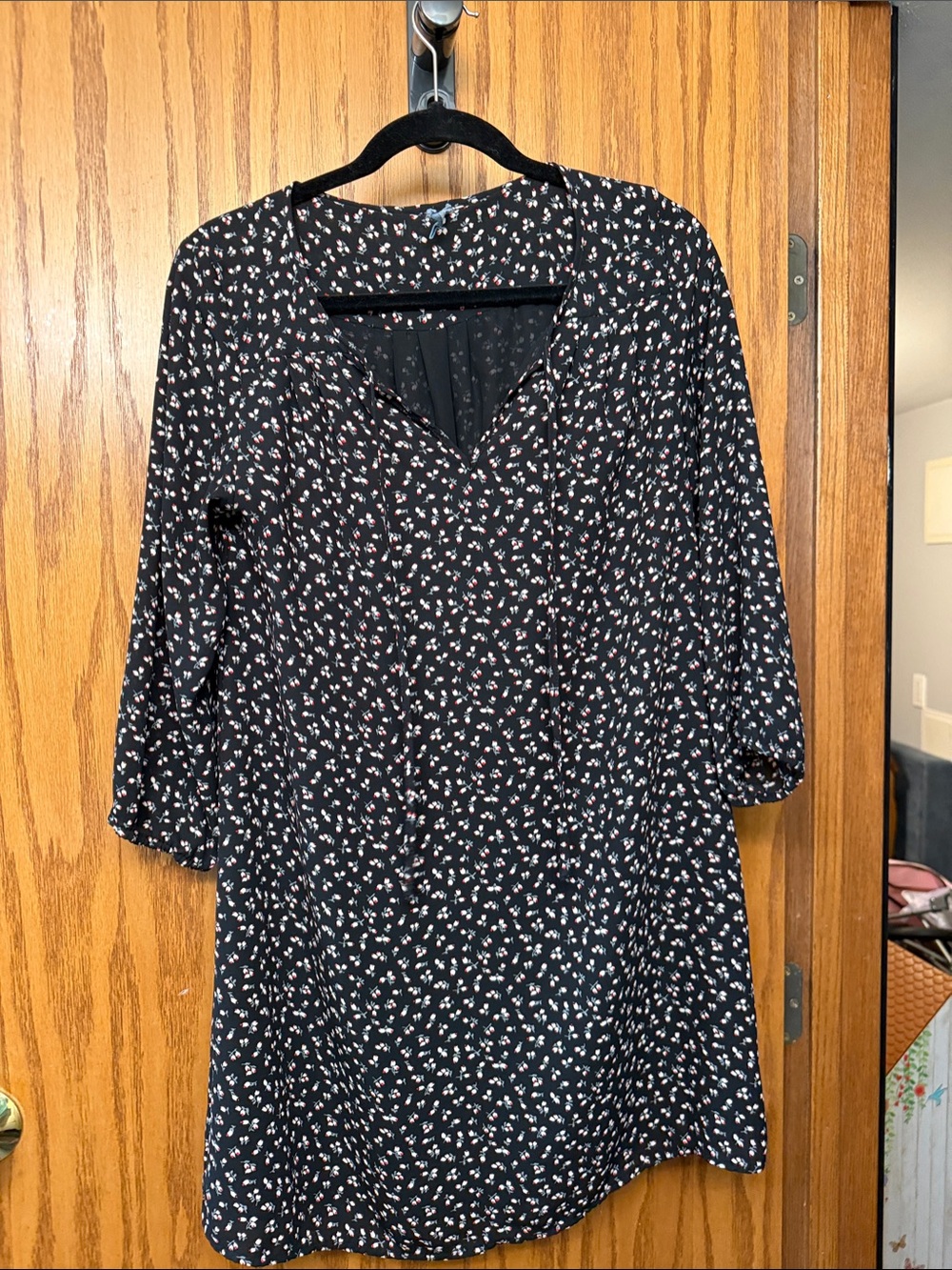 Black floral dress with tie in front